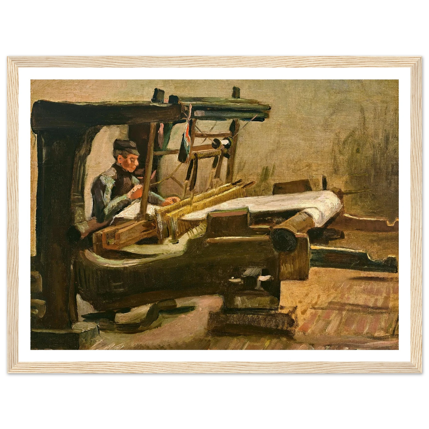 Wever naar rechts gekeerd (Weaver Facing Right) (1884) Art Print | Vincent van Gogh - Framed Poster - 30x40 cm / 12x16″ - Black frame