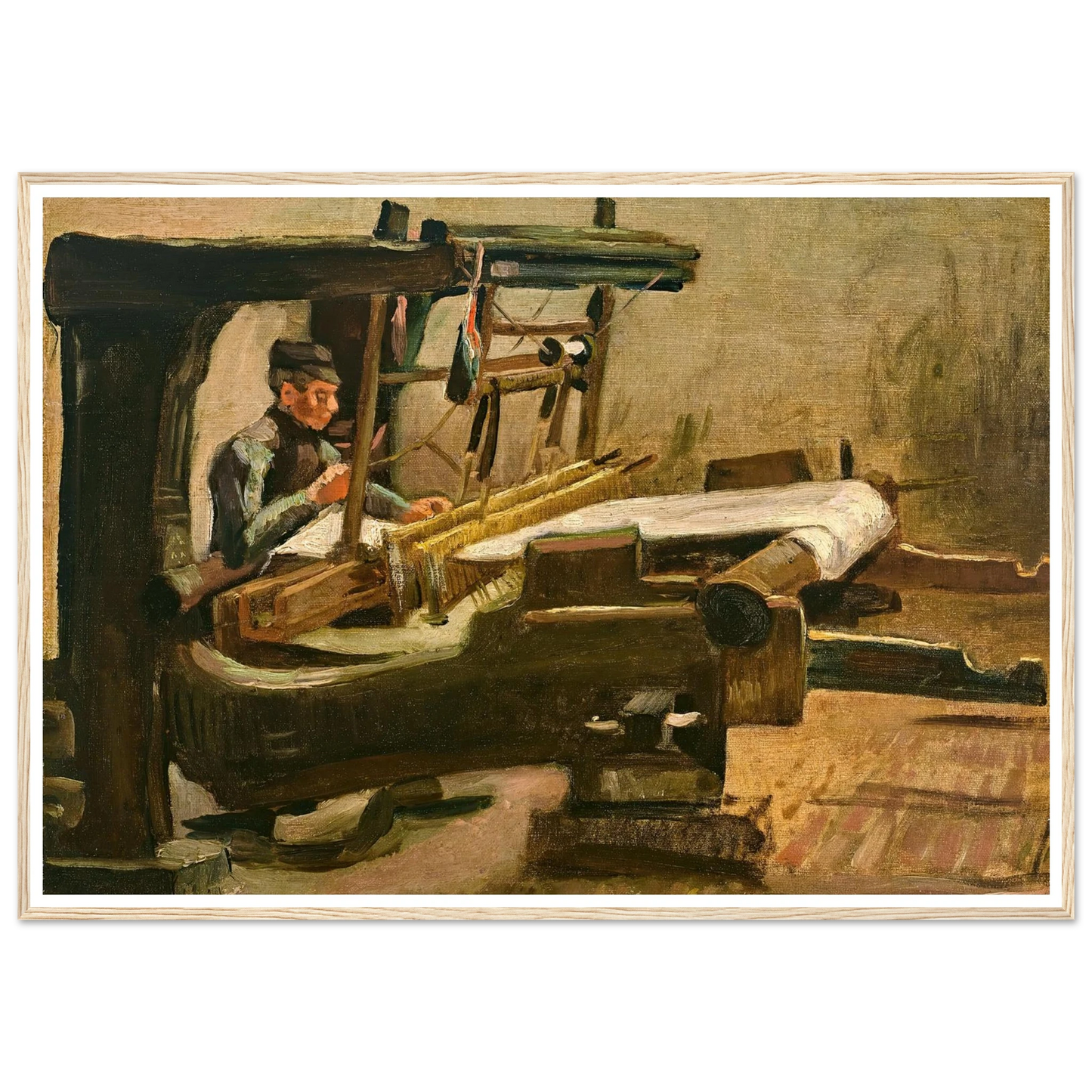 Wever naar rechts gekeerd (Weaver Facing Right) (1884) Art Print | Vincent van Gogh - Framed Poster - 30x40 cm / 12x16″ - Black frame