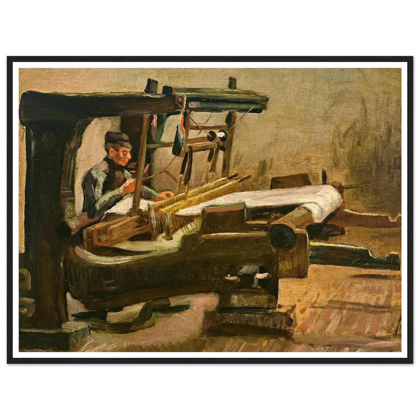 Wever naar rechts gekeerd (Weaver Facing Right) (1884) Art Print | Vincent van Gogh - Framed Poster - 30x40 cm / 12x16″ - Black frame