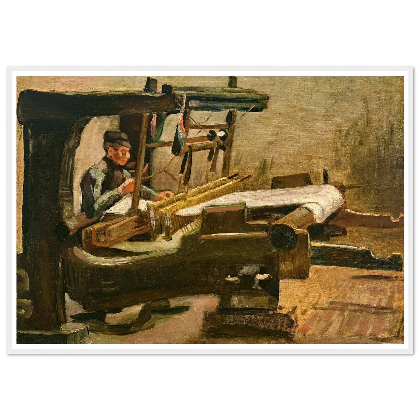 Wever naar rechts gekeerd (Weaver Facing Right) (1884) Art Print | Vincent van Gogh - Framed Poster - 30x40 cm / 12x16″ - Black frame