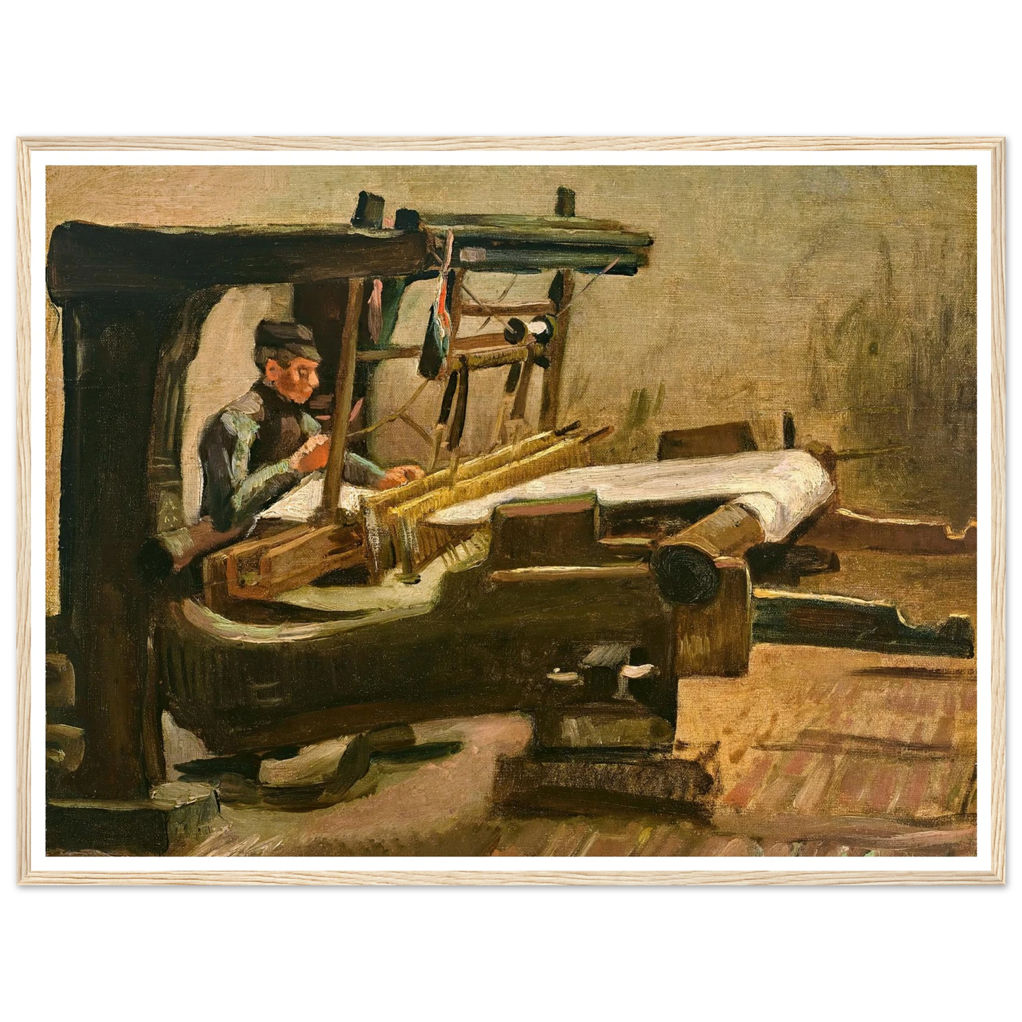 Wever naar rechts gekeerd (Weaver Facing Right) (1884) Art Print | Vincent van Gogh - Framed Poster - 30x40 cm / 12x16″ - Black frame