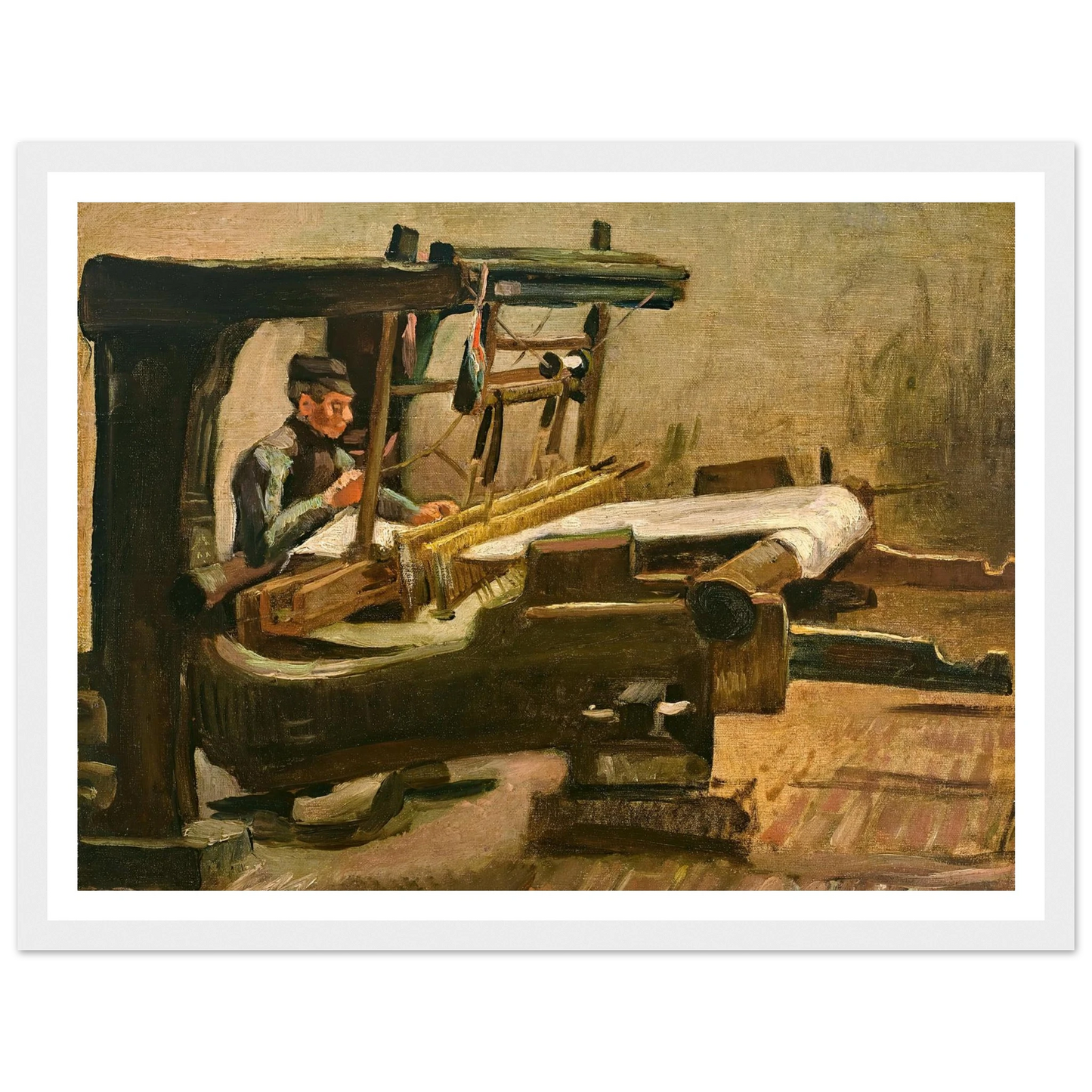 Wever naar rechts gekeerd (Weaver Facing Right) (1884) Art Print | Vincent van Gogh - Framed Poster - 30x40 cm / 12x16″ - Black frame