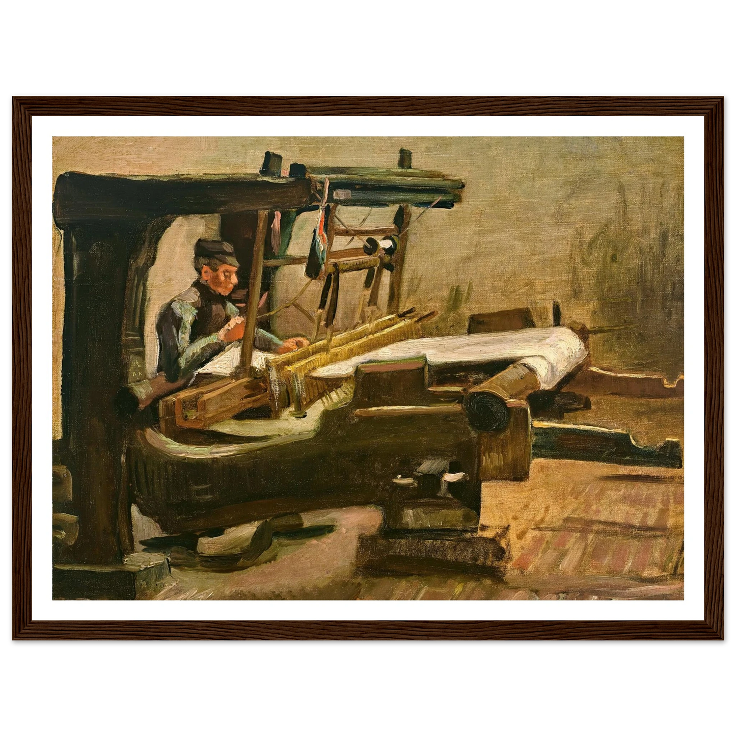Wever naar rechts gekeerd (Weaver Facing Right) (1884) Art Print | Vincent van Gogh - Framed Poster - 30x40 cm / 12x16″ - Black frame