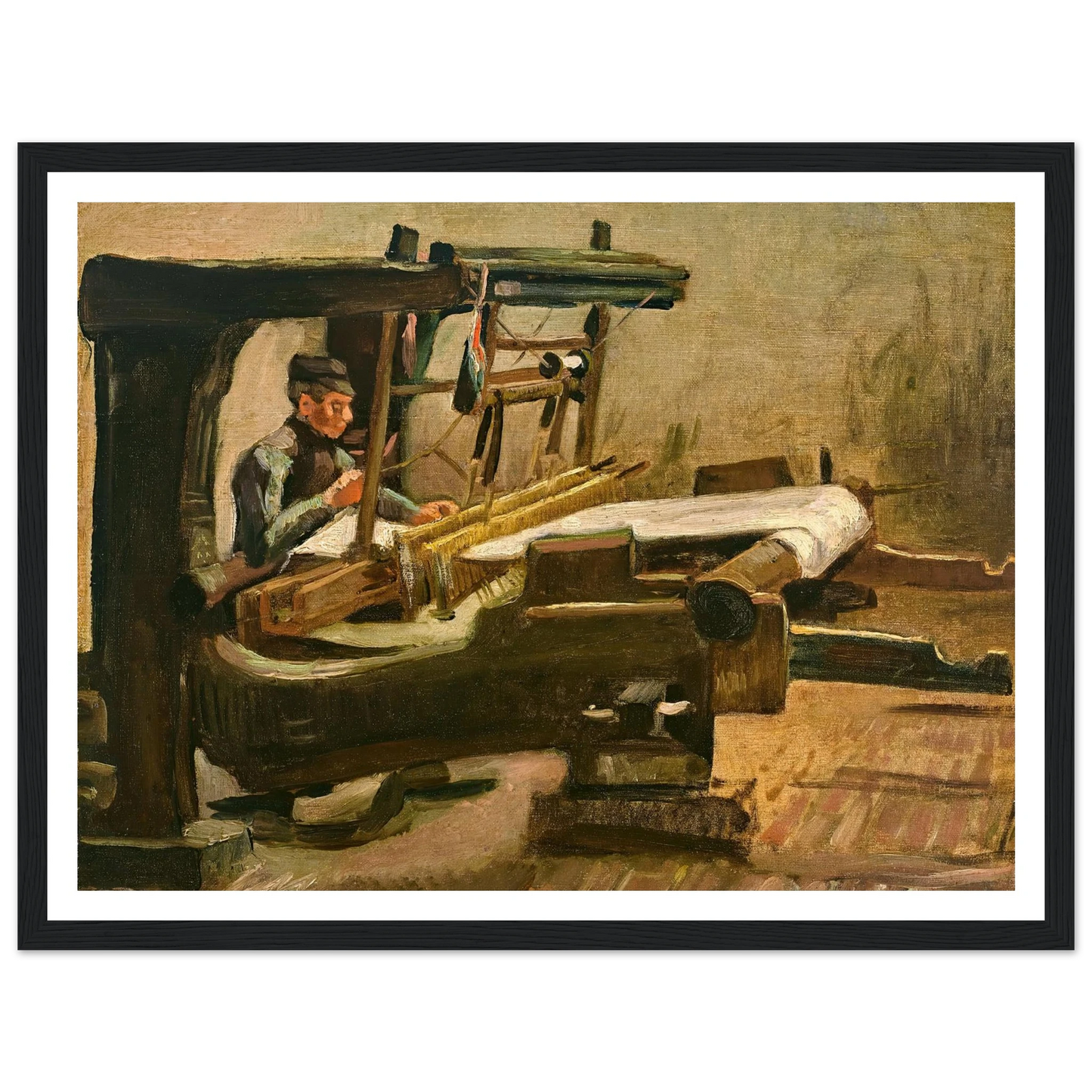 Wever naar rechts gekeerd (Weaver Facing Right) (1884) Art Print | Vincent van Gogh - Framed Poster - 30x40 cm / 12x16″ - Black frame