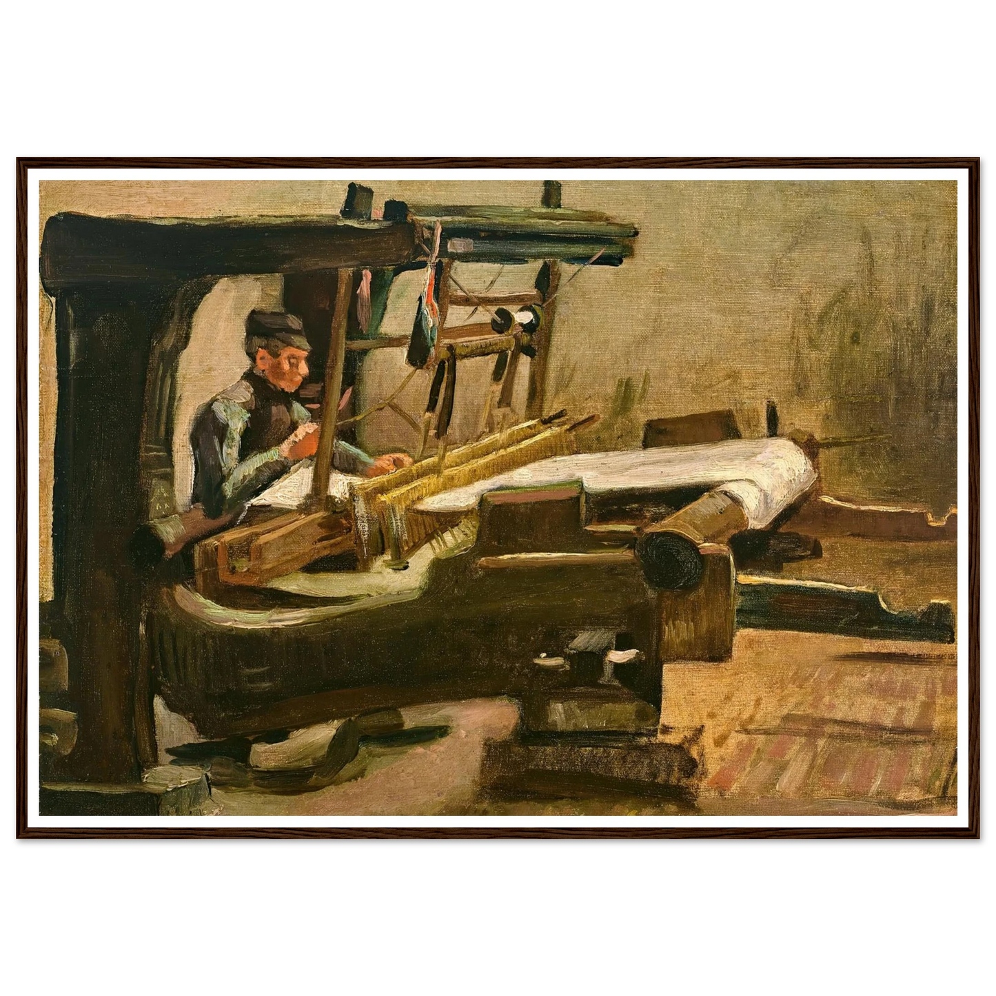 Wever naar rechts gekeerd (Weaver Facing Right) (1884) Art Print | Vincent van Gogh - Framed Poster - 30x40 cm / 12x16″ - Black frame