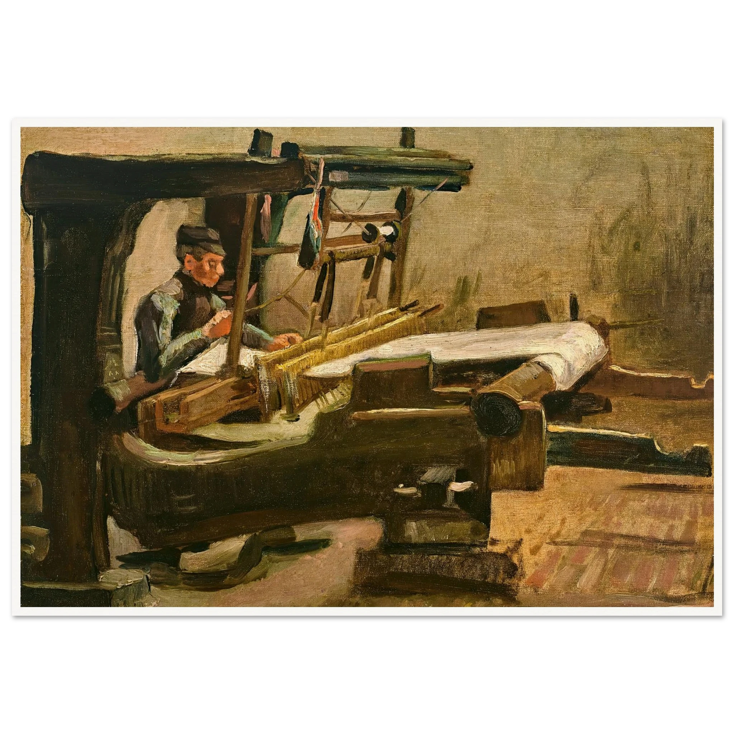 Wever naar rechts gekeerd (Weaver Facing Right) (1884) Art Print | Vincent van Gogh - Framed Poster - 30x40 cm / 12x16″ - Black frame