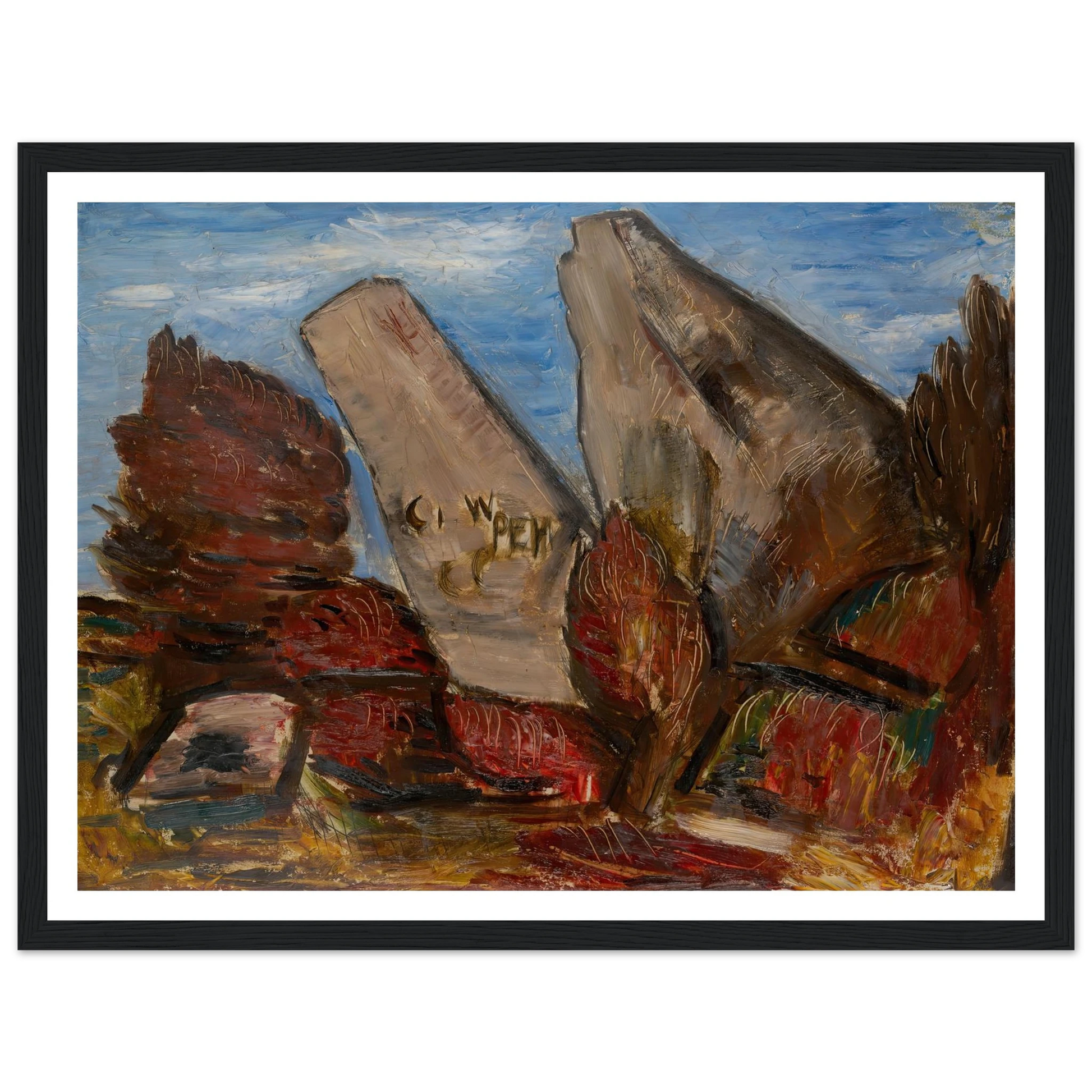 Whale’s Jaw, Dogtown Common, Cape Ann, Massachusetts (1934) Art Print | Marsden Hartley - Framed Poster - 30x40 cm / 12x16″ - Black frame