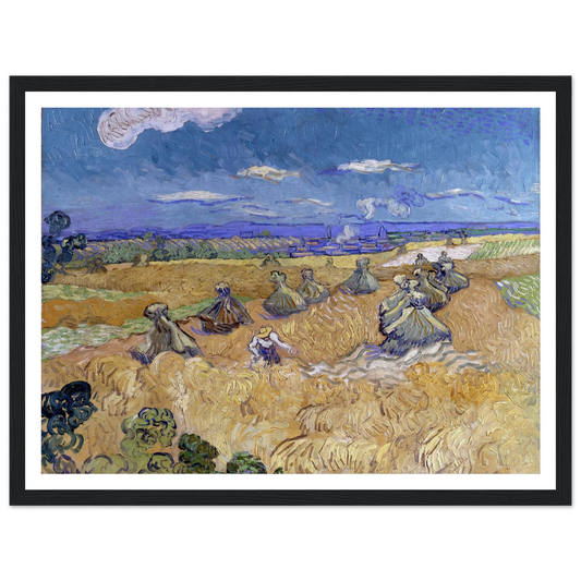 Wheat Fields with Reaper, Auvers Art Print | Vincent van Gogh - Framed Poster - 30x40 cm / 12x16″ - Black frame