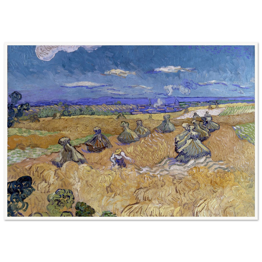 Wheat Fields with Reaper, Auvers Art Print | Vincent van Gogh - Framed Poster - 30x40 cm / 12x16″ - Black frame