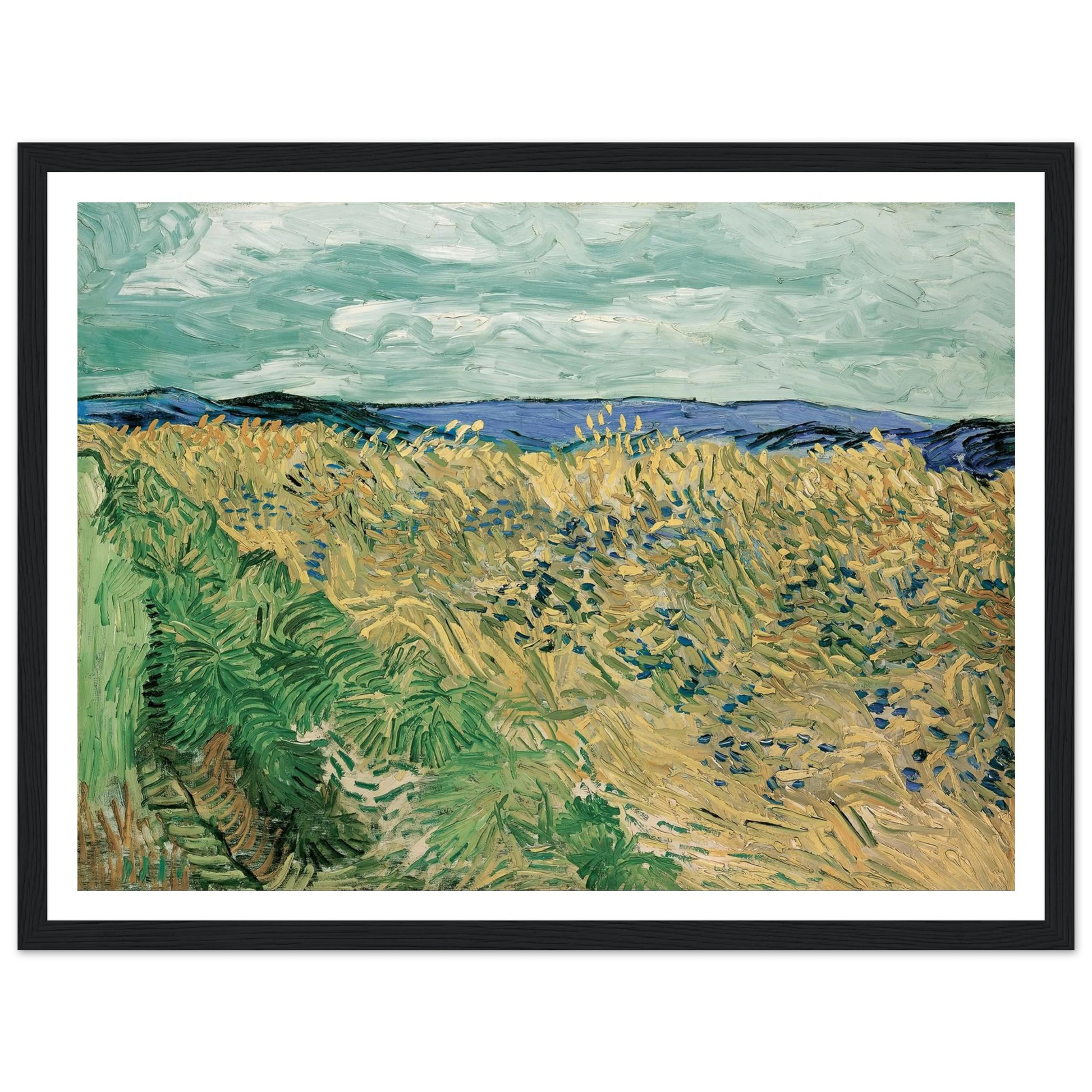 Wheatfield With Cornflowers (1890) Art Print | Vincent van Gogh - Framed Poster - 30x40 cm / 12x16″ - Black frame