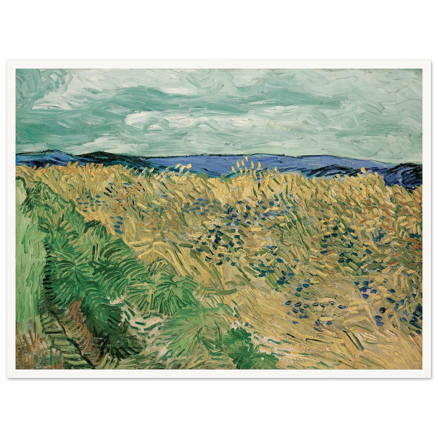 Wheatfield With Cornflowers (1890) Art Print | Vincent van Gogh - Framed Poster - 30x40 cm / 12x16″ - Black frame