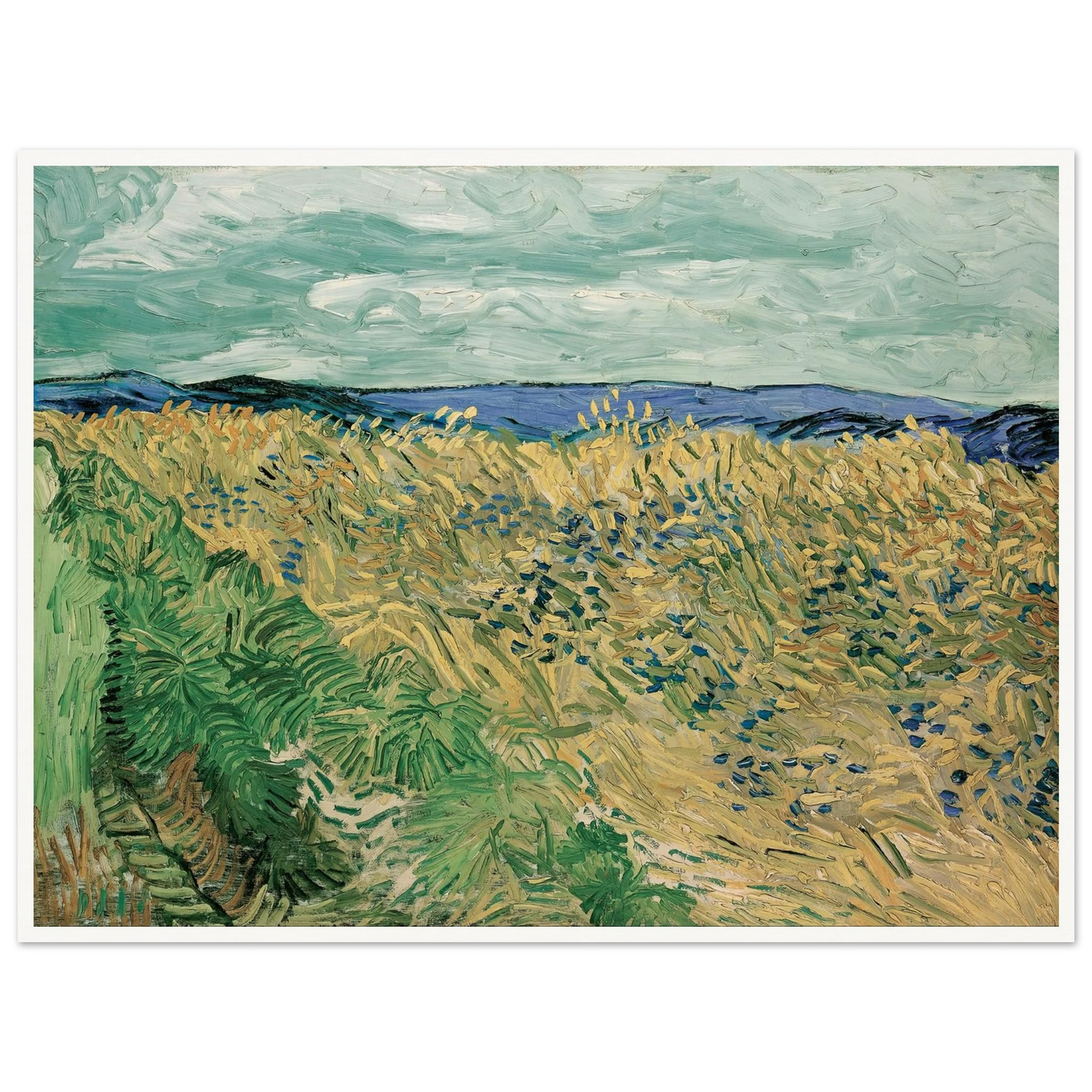 Wheatfield With Cornflowers (1890) Art Print | Vincent van Gogh - Framed Poster - 30x40 cm / 12x16″ - Black frame