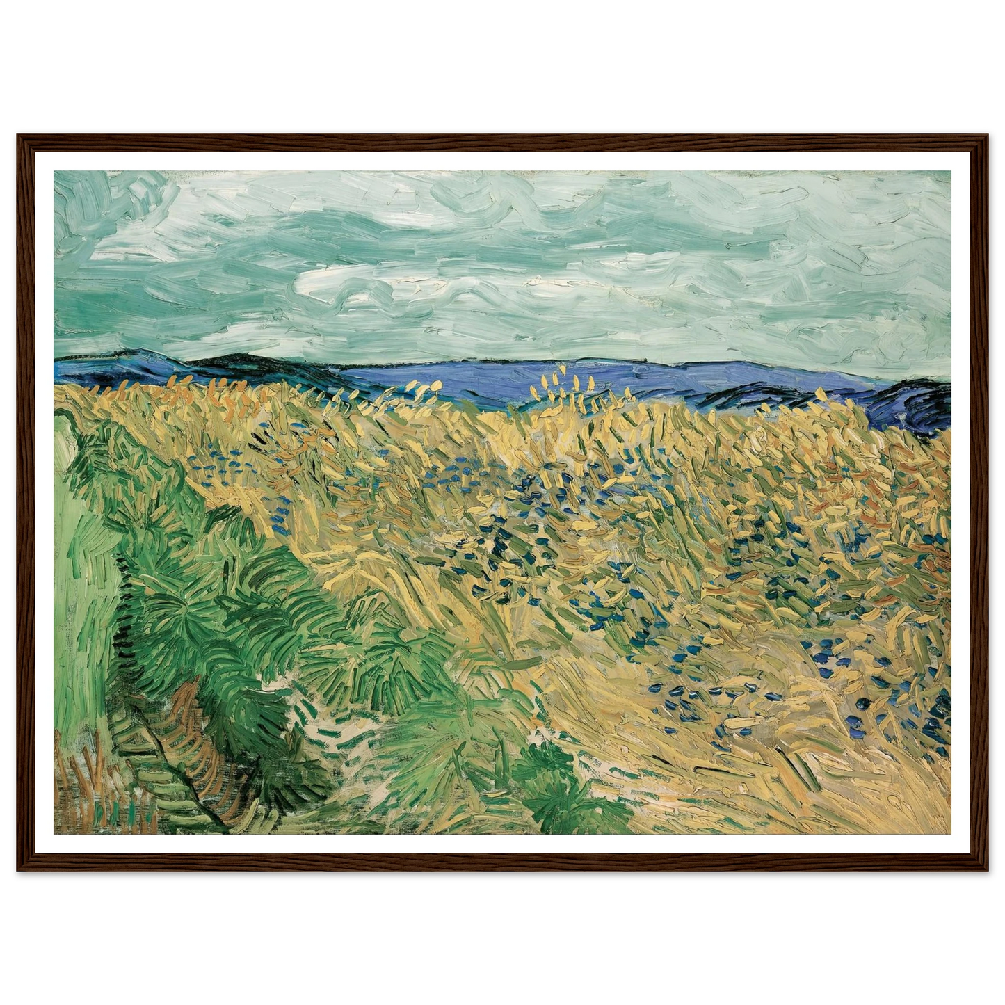 Wheatfield With Cornflowers (1890) Art Print | Vincent van Gogh - Framed Poster - 30x40 cm / 12x16″ - Black frame
