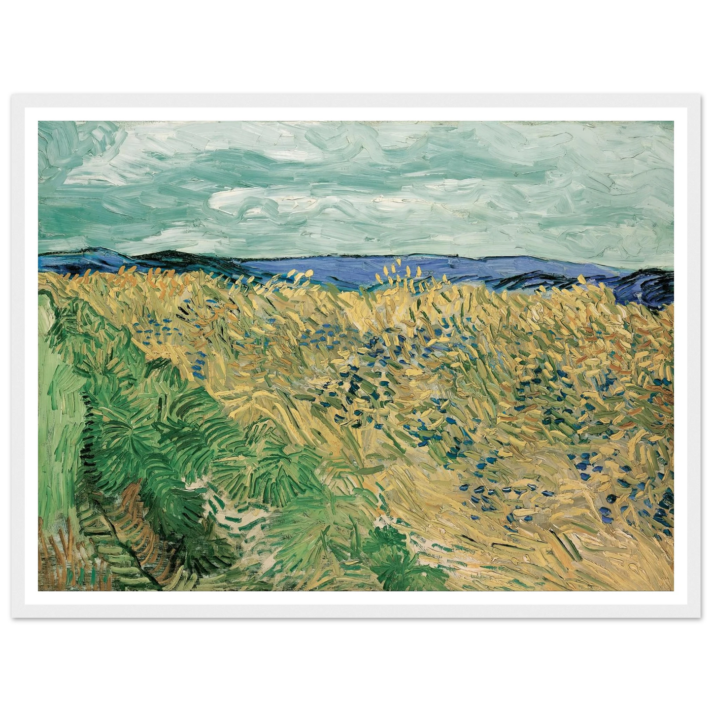Wheatfield With Cornflowers (1890) Art Print | Vincent van Gogh - Framed Poster - 30x40 cm / 12x16″ - Black frame