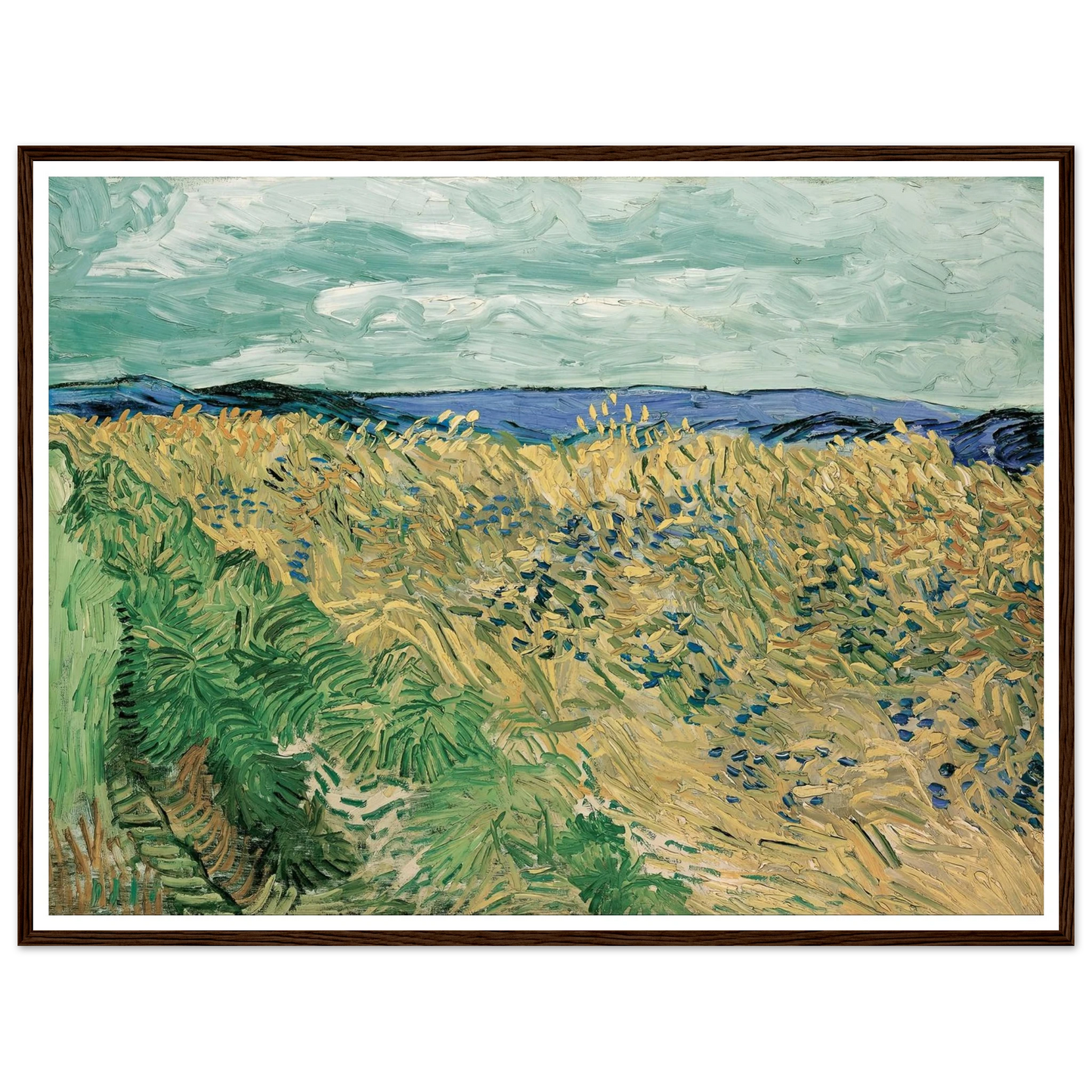 Wheatfield With Cornflowers (1890) Art Print | Vincent van Gogh - Framed Poster - 30x40 cm / 12x16″ - Black frame