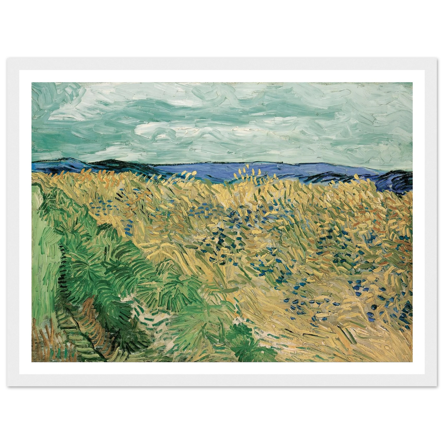 Wheatfield With Cornflowers (1890) Art Print | Vincent van Gogh - Framed Poster - 30x40 cm / 12x16″ - Black frame