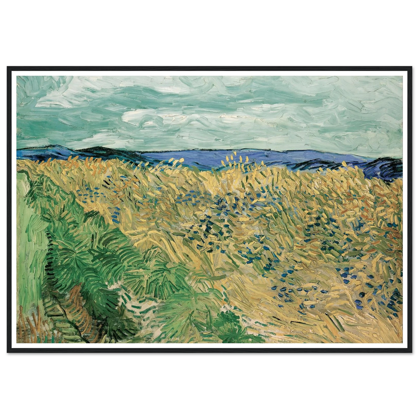Wheatfield With Cornflowers (1890) Art Print | Vincent van Gogh - Framed Poster - 30x40 cm / 12x16″ - Black frame