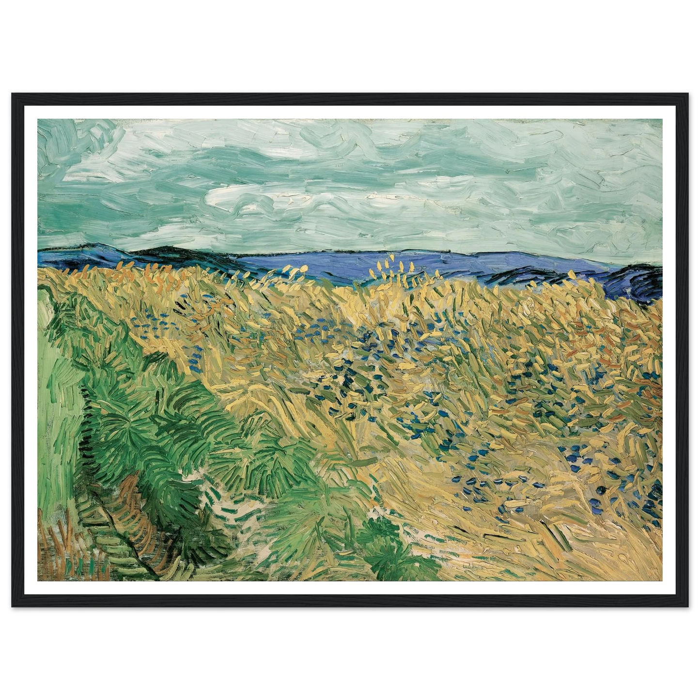 Wheatfield With Cornflowers (1890) Art Print | Vincent van Gogh - Framed Poster - 30x40 cm / 12x16″ - Black frame