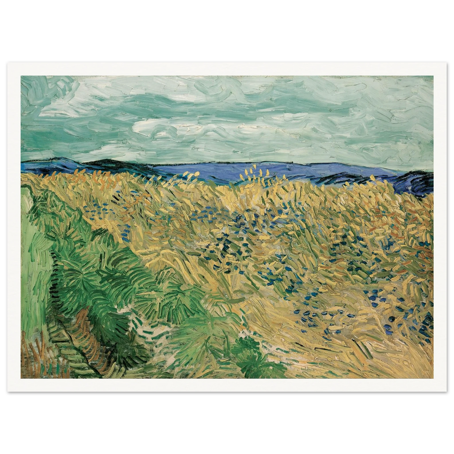 Wheatfield With Cornflowers (1890) Art Print | Vincent van Gogh - Framed Poster - 30x40 cm / 12x16″ - Black frame