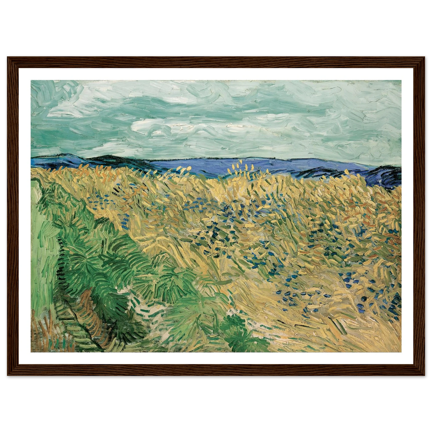 Wheatfield With Cornflowers (1890) Art Print | Vincent van Gogh - Framed Poster - 30x40 cm / 12x16″ - Black frame