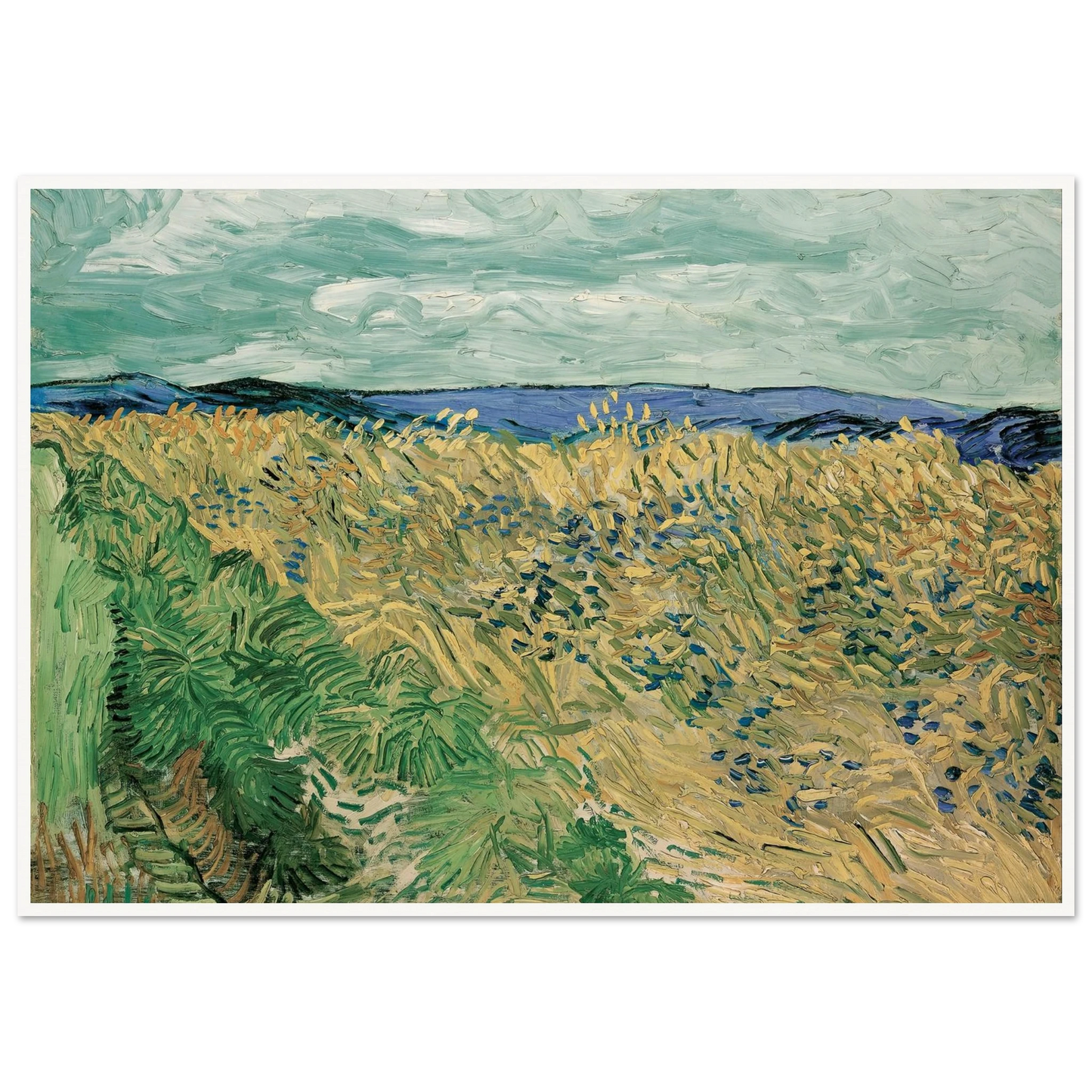Wheatfield With Cornflowers (1890) Art Print | Vincent van Gogh - Framed Poster - 30x40 cm / 12x16″ - Black frame
