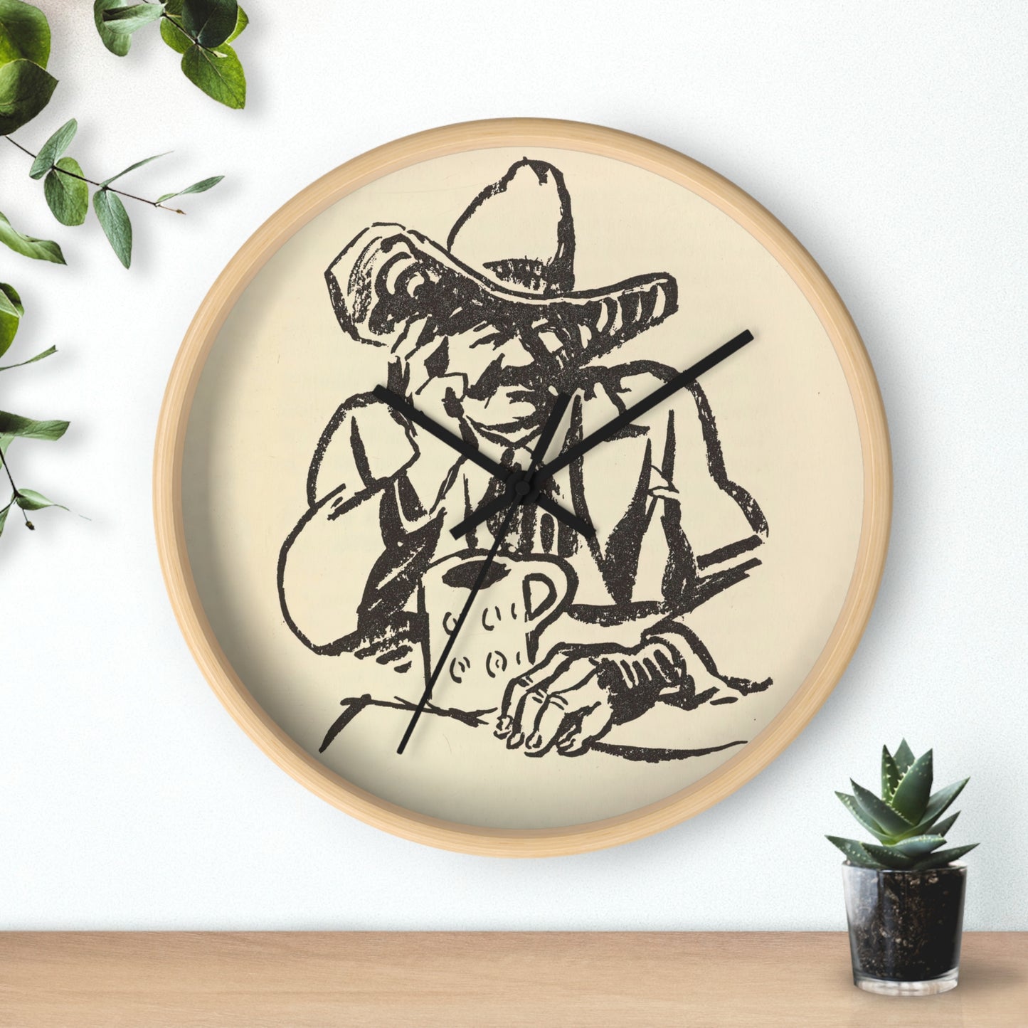 Who is Johnny? Pl.33 Wall Clock | Leopord Gedo - Black - Wooden Base - 10"