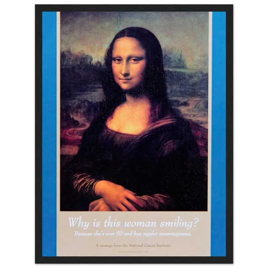 Why is this woman smiling Art Print | National Institutes of Health - Framed Poster - 30x40 cm / 12x16″ - Black frame
