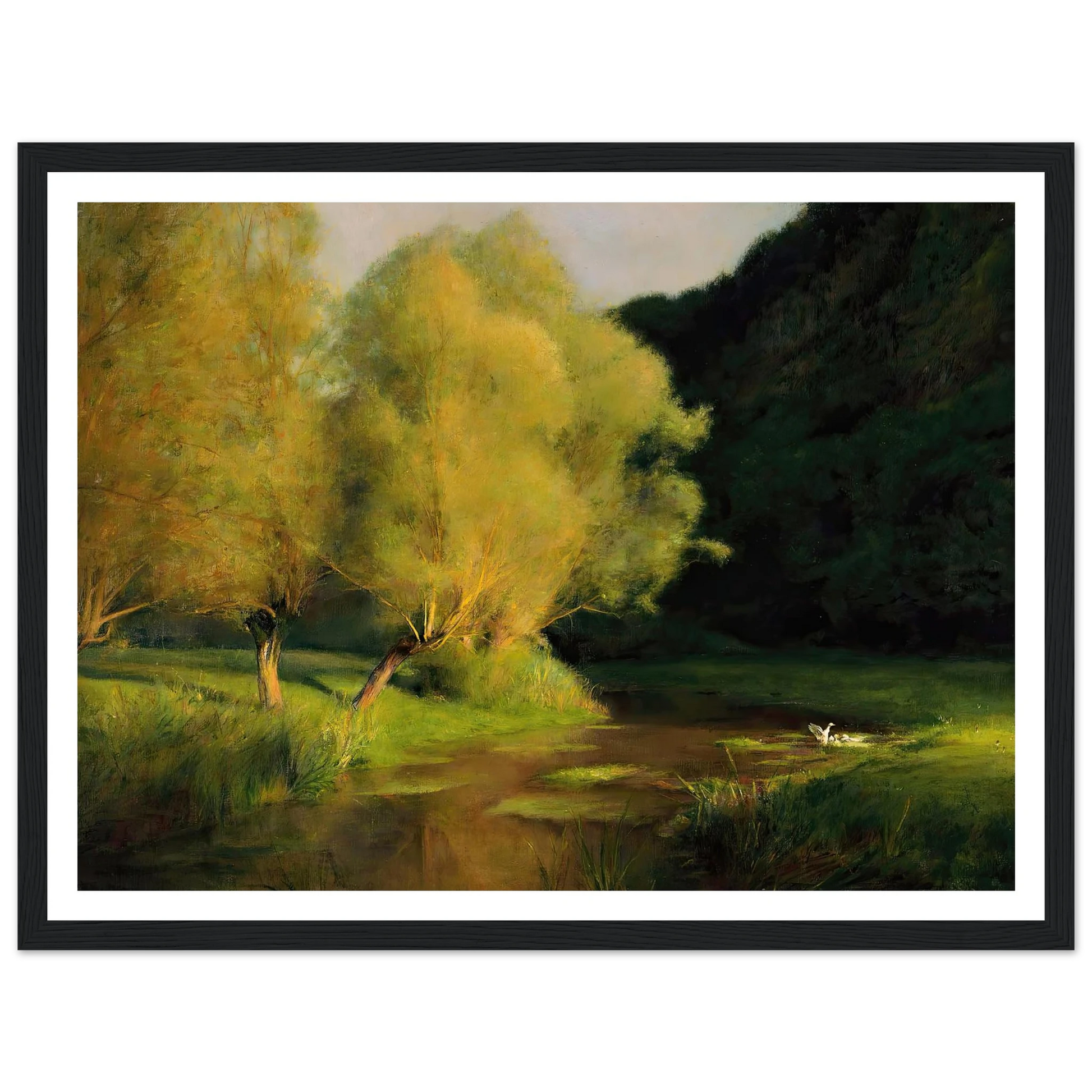 Willows by a Stream (1908) Art Print | Pascal Adolphe Jean Dagnan Bouveret - Framed Poster - 30x40 cm / 12x16″ - Black frame