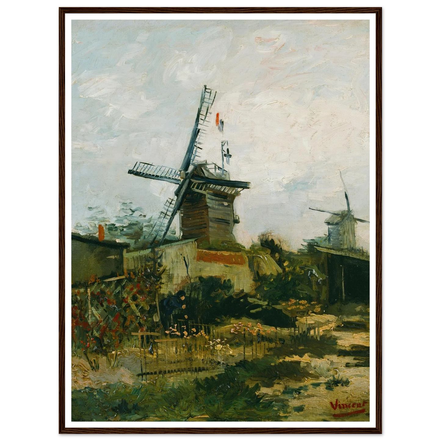 Windmills on Montmartre (1886) Art Print | Vincent van Gogh - Framed Poster - 30x40 cm / 12x16″ - Black frame