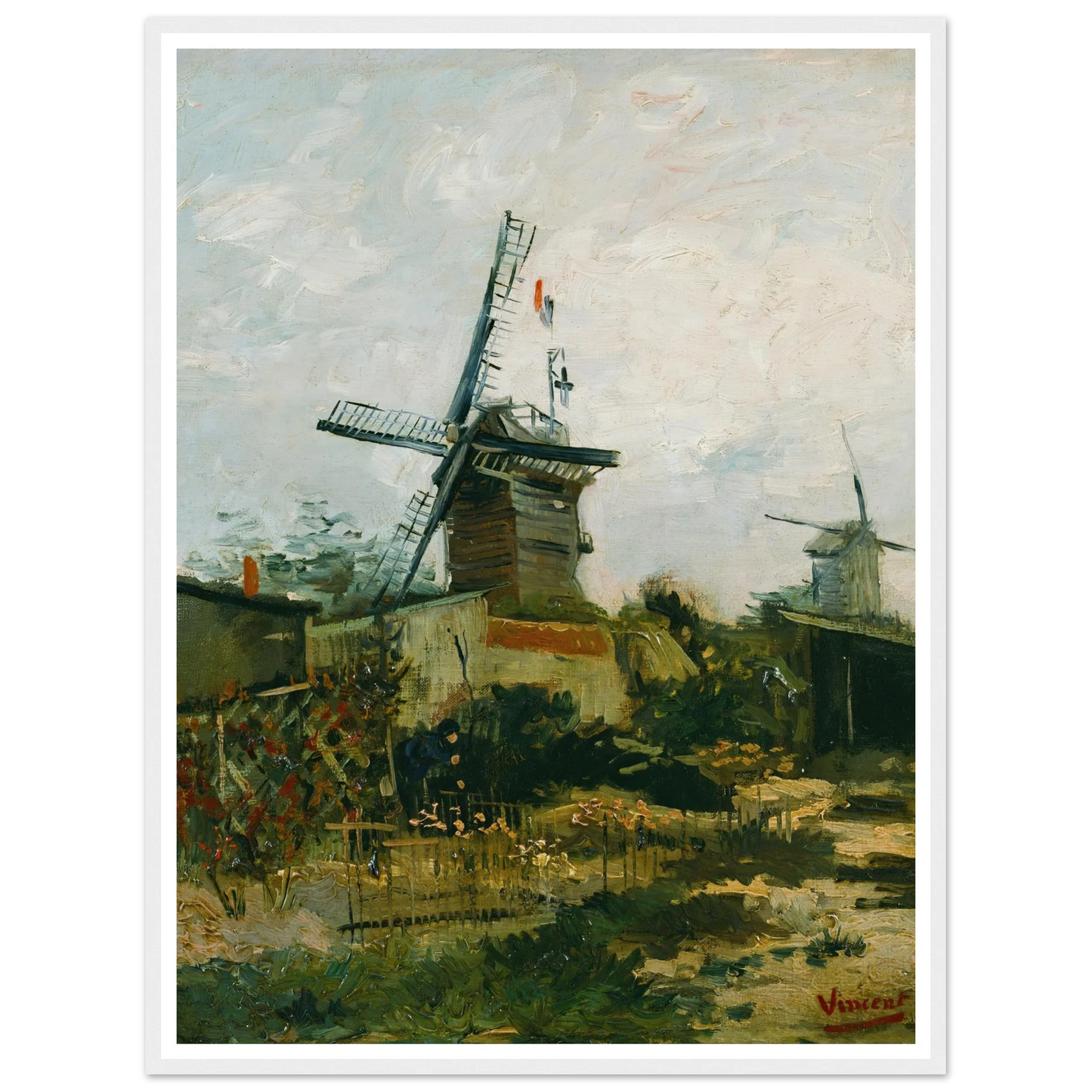 Windmills on Montmartre (1886) Art Print | Vincent van Gogh - Framed Poster - 30x40 cm / 12x16″ - Black frame