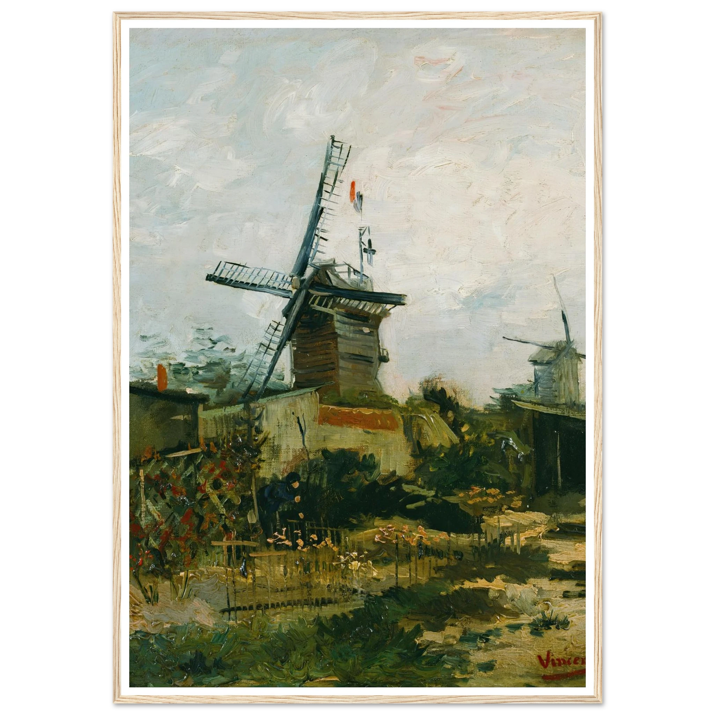 Windmills on Montmartre (1886) Art Print | Vincent van Gogh - Framed Poster - 30x40 cm / 12x16″ - Black frame