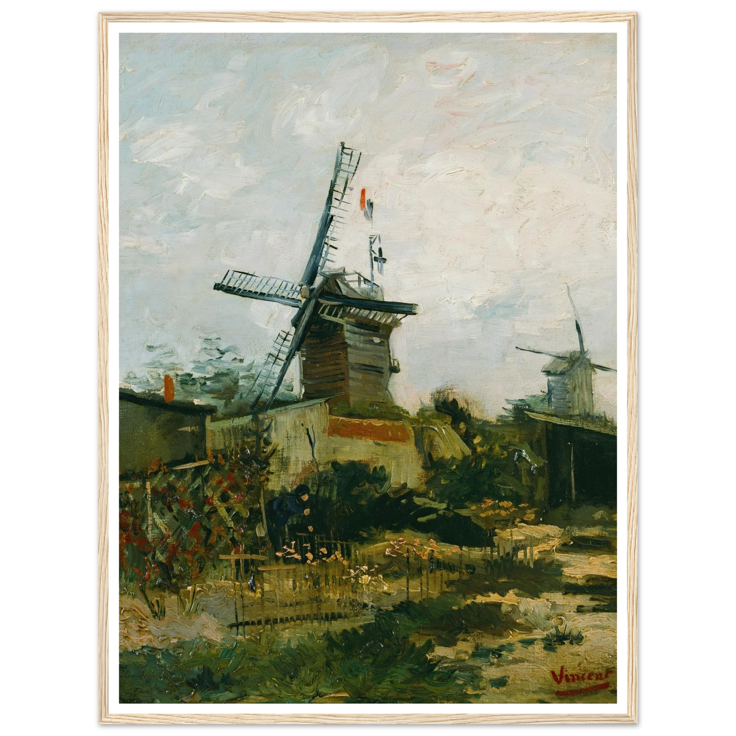 Windmills on Montmartre (1886) Art Print | Vincent van Gogh - Framed Poster - 30x40 cm / 12x16″ - Black frame