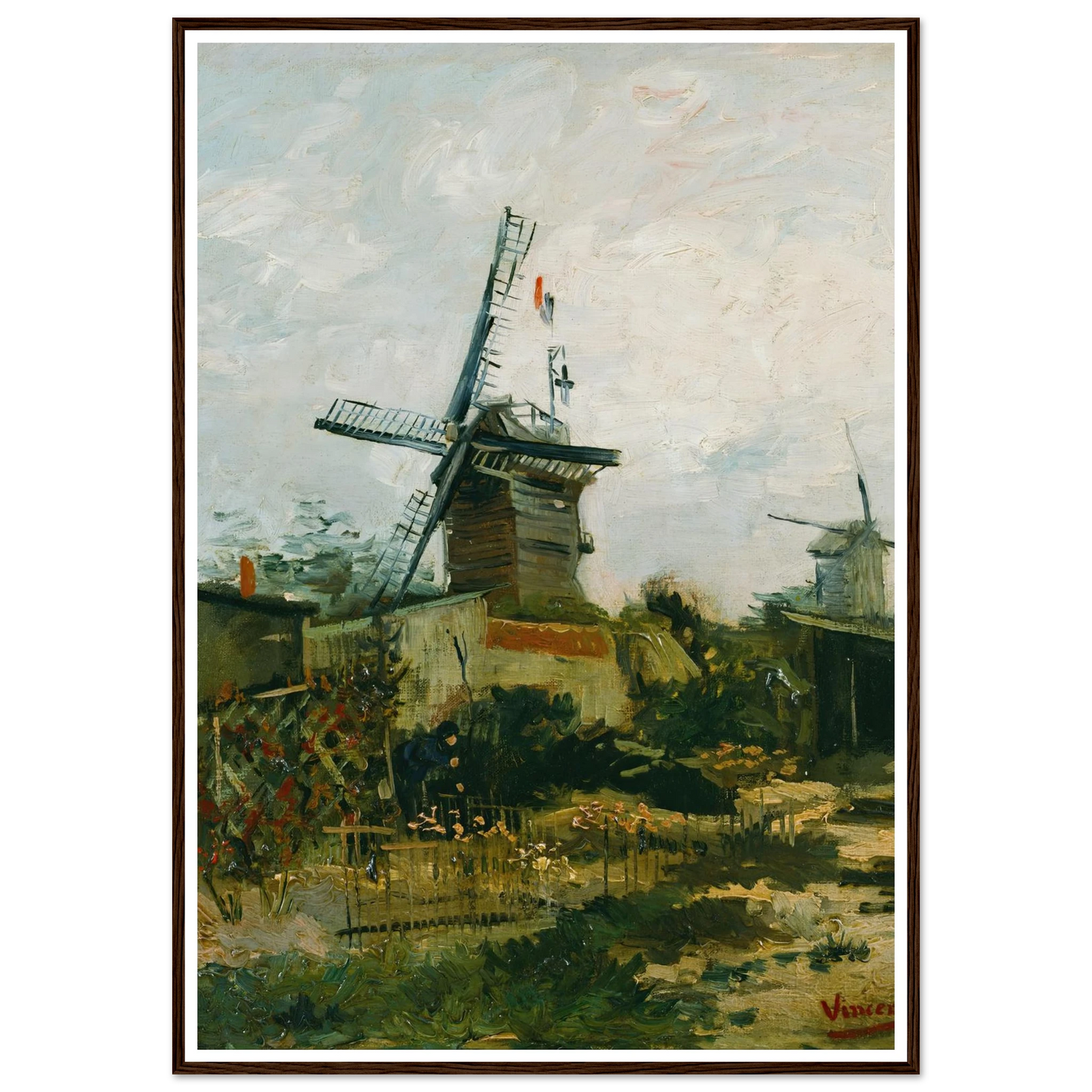 Windmills on Montmartre (1886) Art Print | Vincent van Gogh - Framed Poster - 30x40 cm / 12x16″ - Black frame