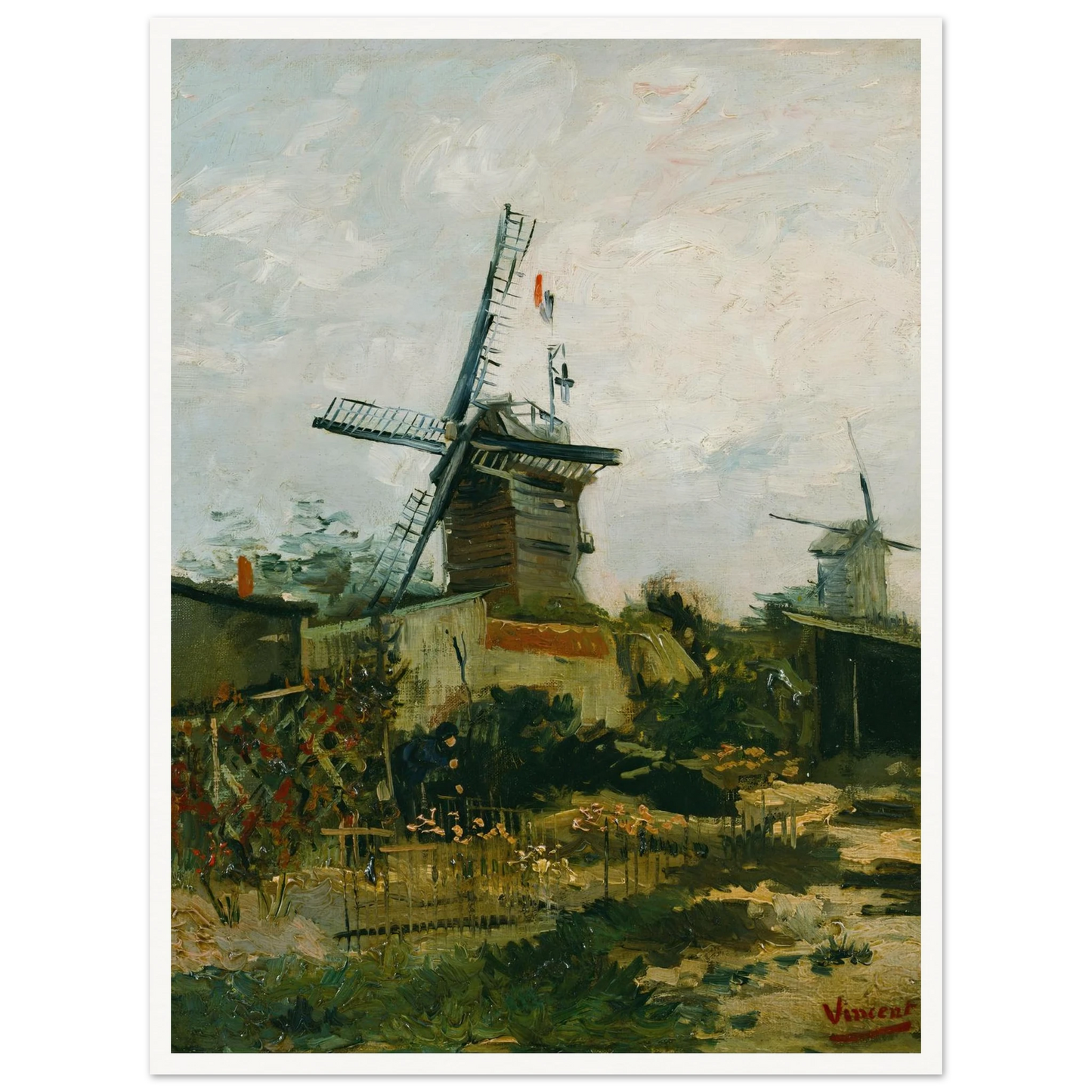Windmills on Montmartre (1886) Art Print | Vincent van Gogh - Framed Poster - 30x40 cm / 12x16″ - Black frame