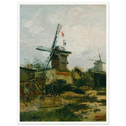 Windmills on Montmartre (1886) Art Print | Vincent van Gogh - Framed Poster - 30x40 cm / 12x16″ - Black frame