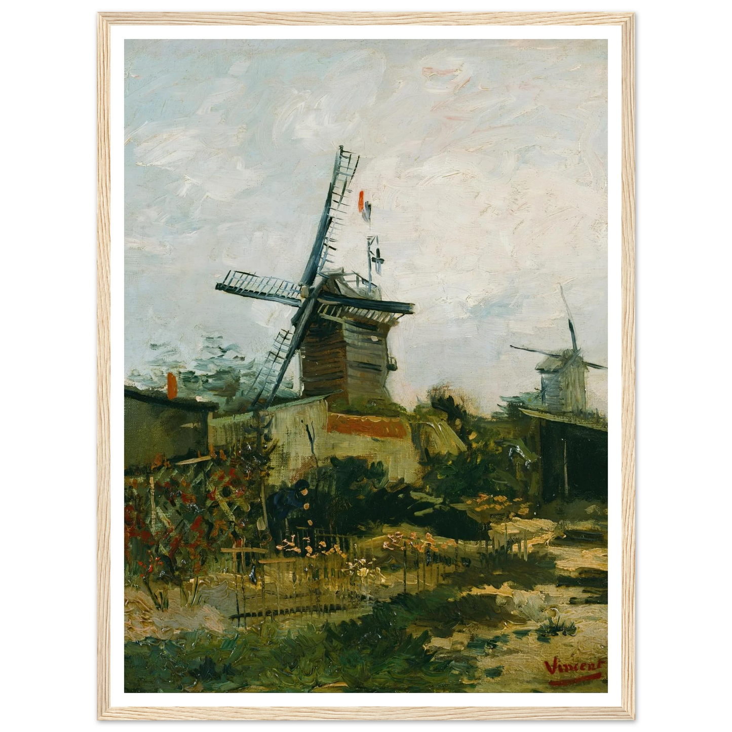 Windmills on Montmartre (1886) Art Print | Vincent van Gogh - Framed Poster - 30x40 cm / 12x16″ - Black frame