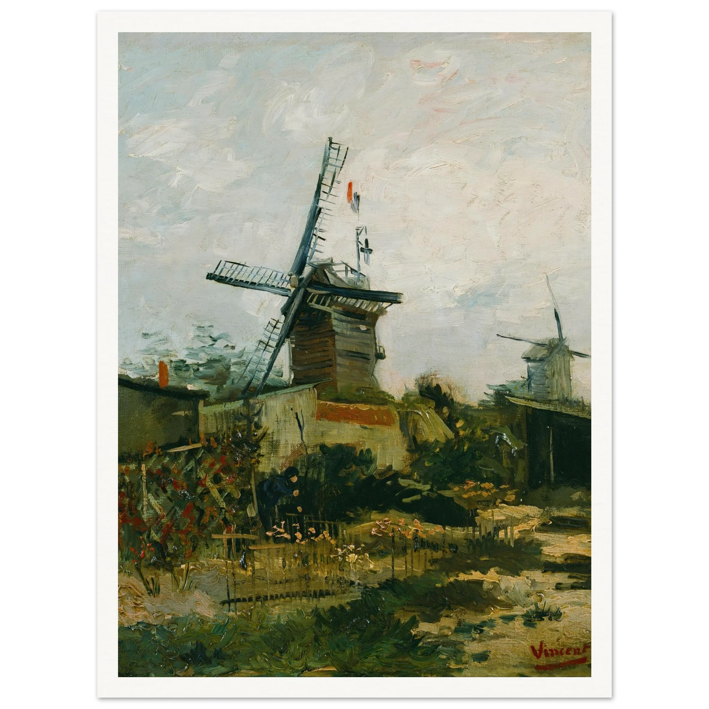 Windmills on Montmartre (1886) Art Print | Vincent van Gogh - Framed Poster - 30x40 cm / 12x16″ - Black frame