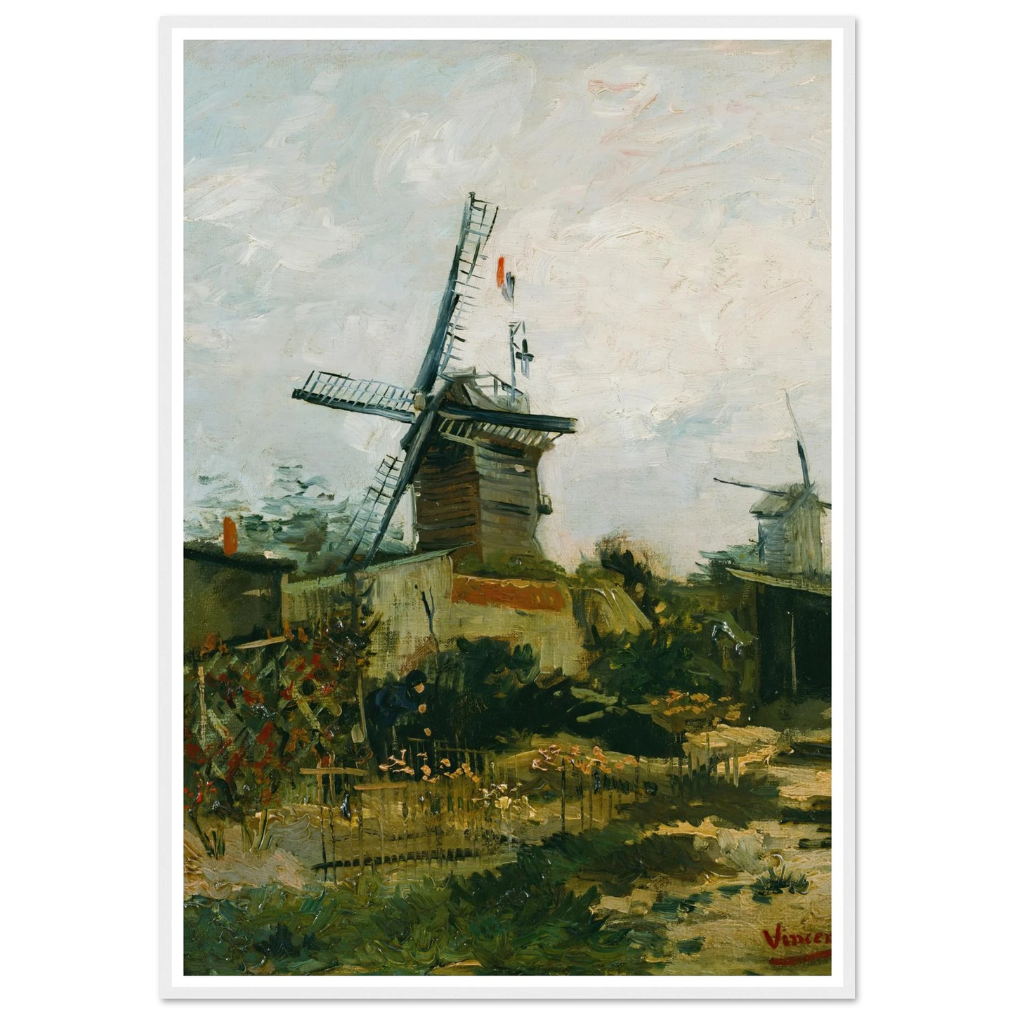 Windmills on Montmartre (1886) Art Print | Vincent van Gogh - Framed Poster - 30x40 cm / 12x16″ - Black frame