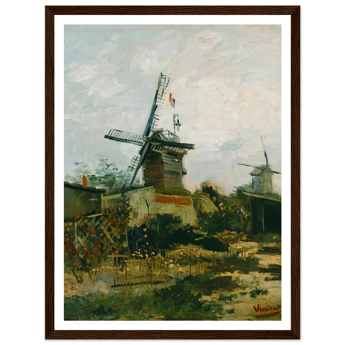 Windmills on Montmartre (1886) Art Print | Vincent van Gogh - Framed Poster - 30x40 cm / 12x16″ - Black frame