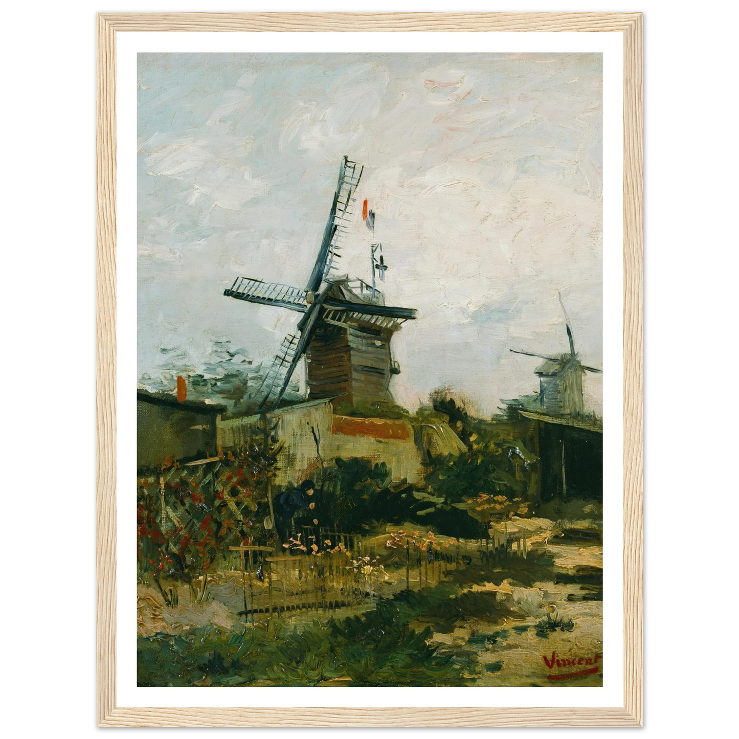 Windmills on Montmartre (1886) Art Print | Vincent van Gogh - Framed Poster - 30x40 cm / 12x16″ - Black frame