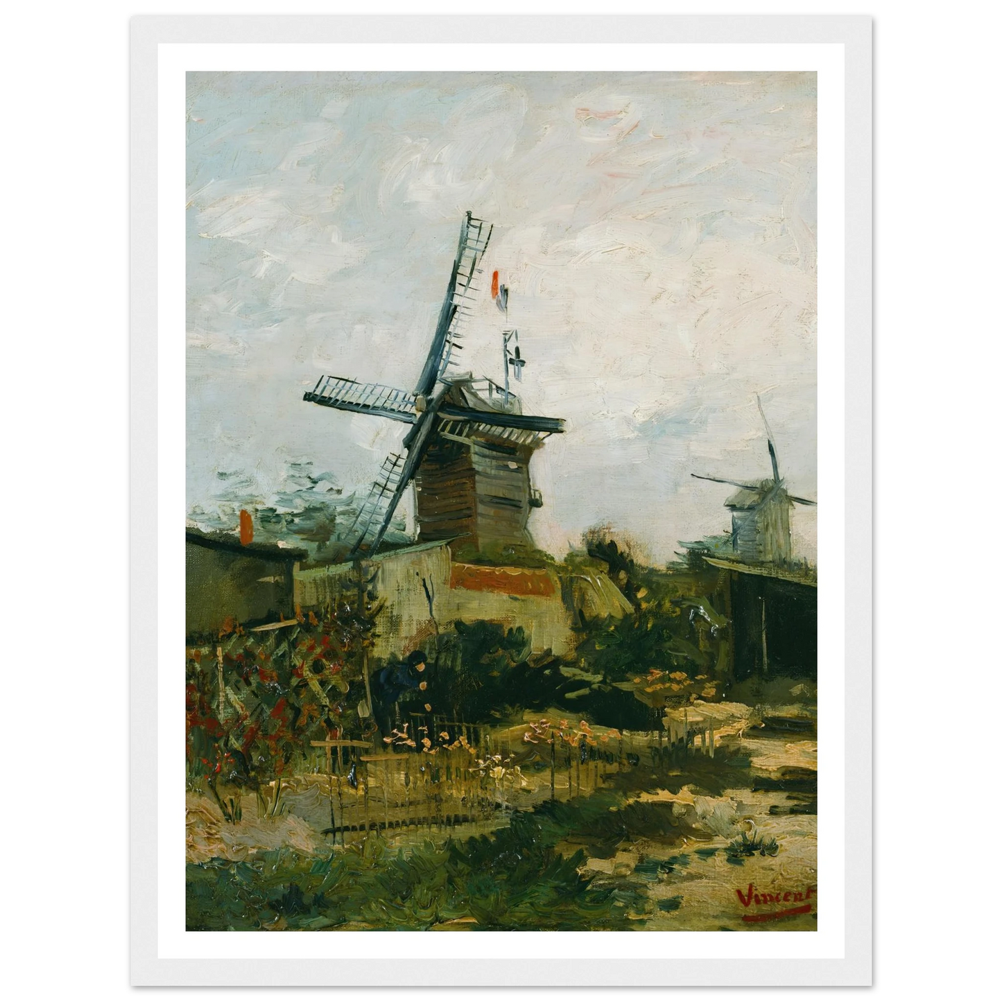 Windmills on Montmartre (1886) Art Print | Vincent van Gogh - Framed Poster - 30x40 cm / 12x16″ - Black frame