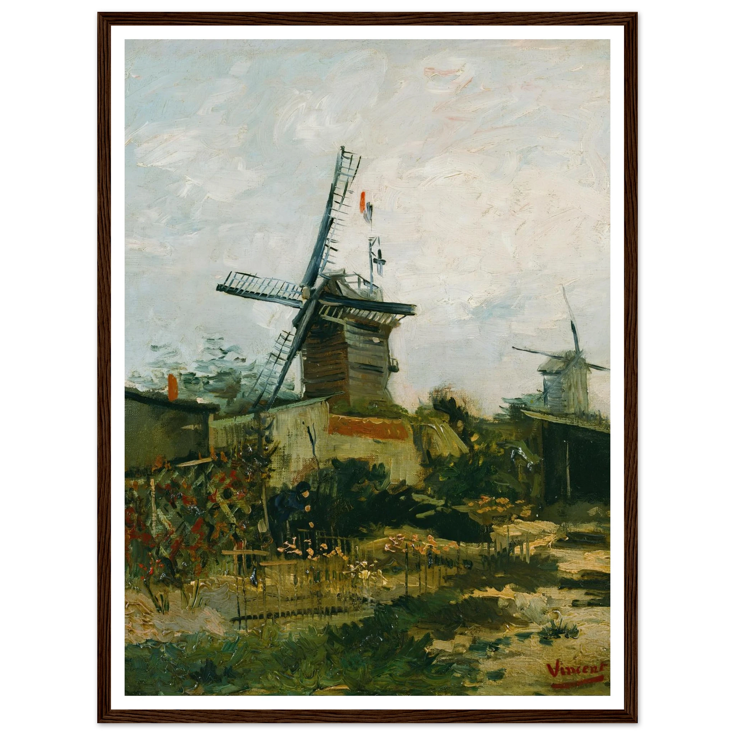 Windmills on Montmartre (1886) Art Print | Vincent van Gogh - Framed Poster - 30x40 cm / 12x16″ - Black frame