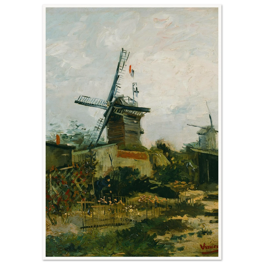Windmills on Montmartre (1886) Art Print | Vincent van Gogh - Framed Poster - 30x40 cm / 12x16″ - Black frame