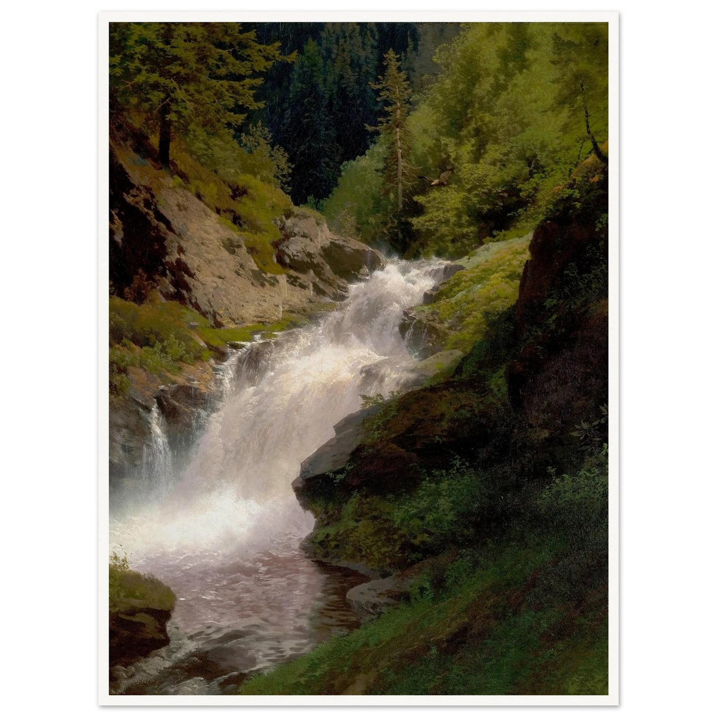 Winona Falls (1877) Art Print | Hermann Ottomar Herzog - Framed Poster - 30x40 cm / 12x16″ - Black frame