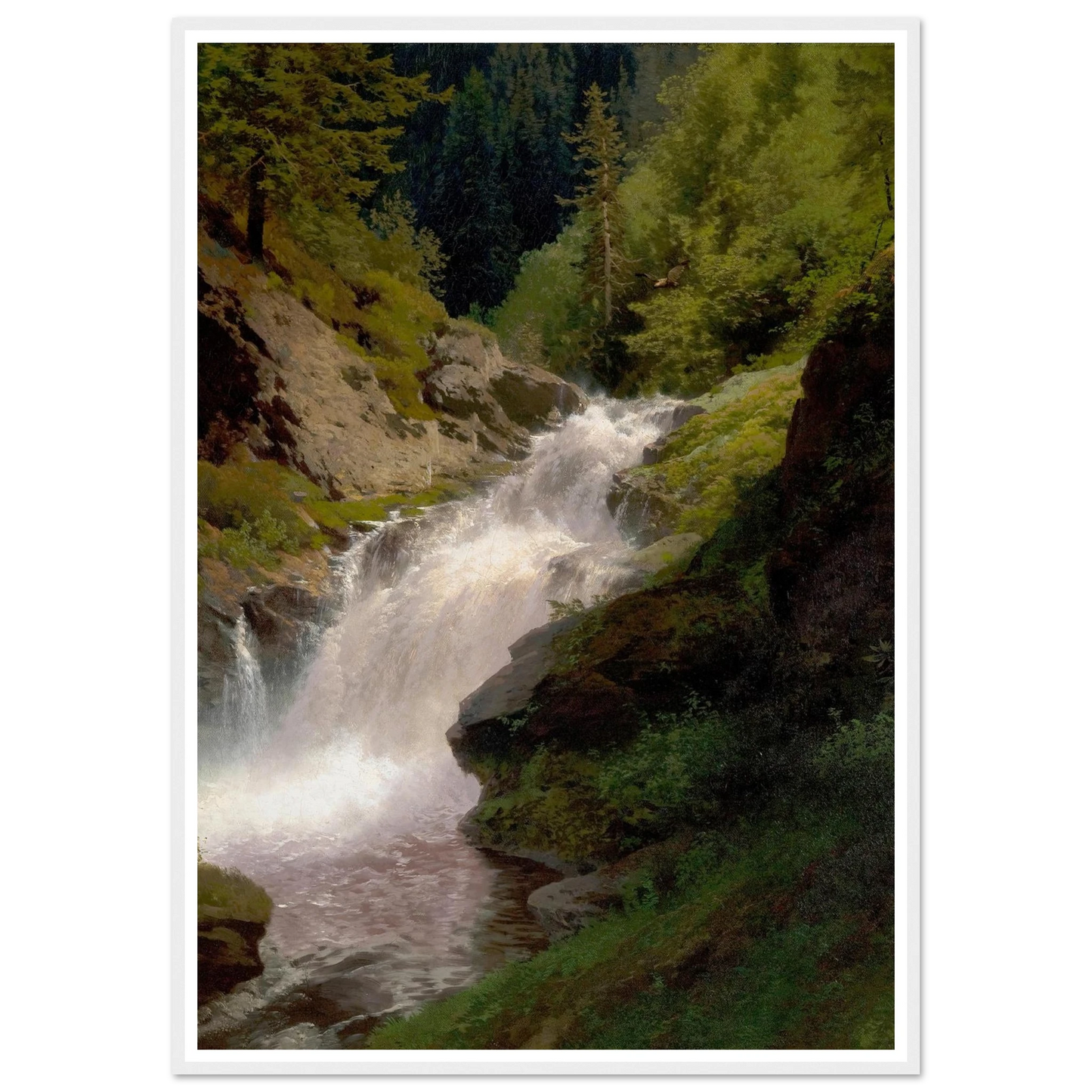 Winona Falls (1877) Art Print | Hermann Ottomar Herzog - Framed Poster - 30x40 cm / 12x16″ - Black frame