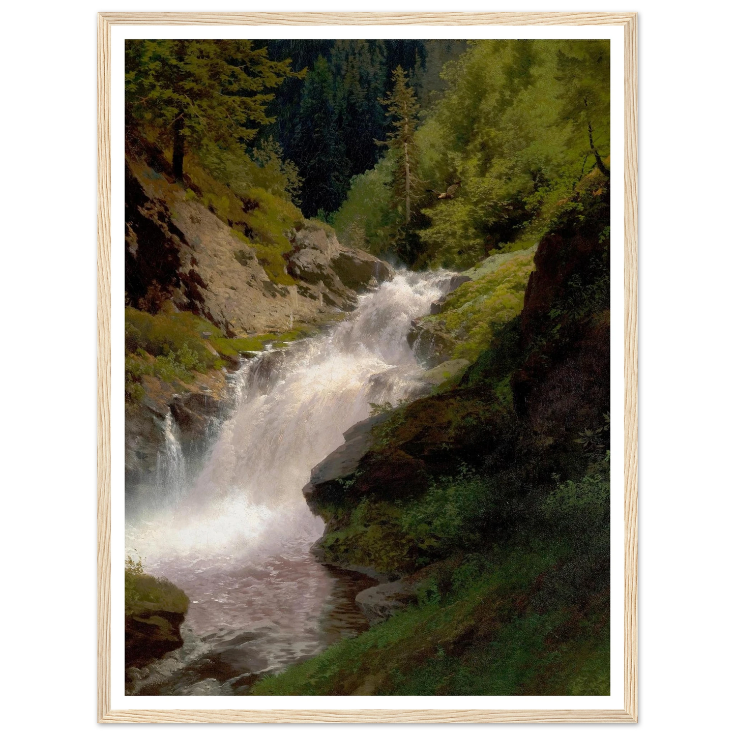 Winona Falls (1877) Art Print | Hermann Ottomar Herzog - Framed Poster - 30x40 cm / 12x16″ - Black frame