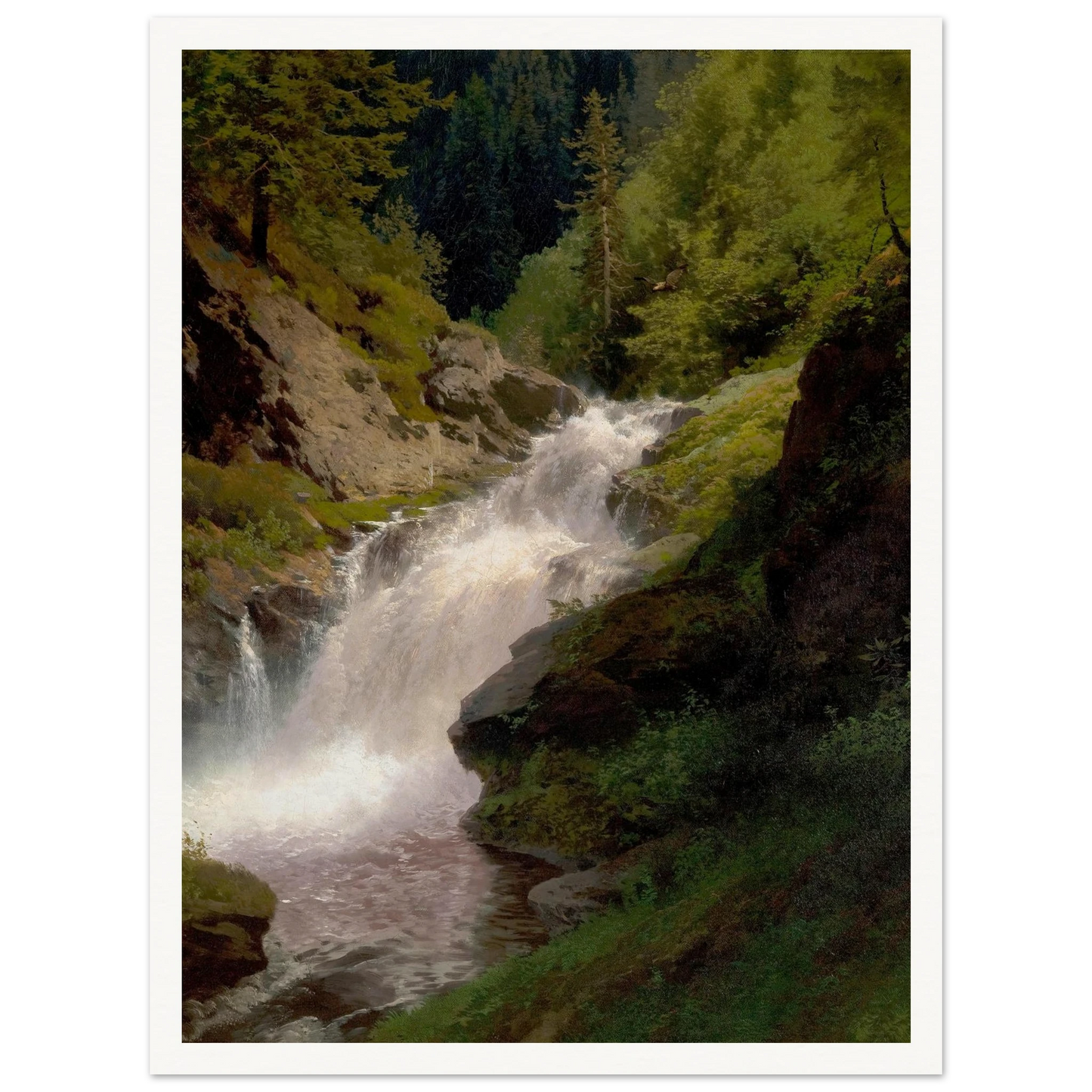 Winona Falls (1877) Art Print | Hermann Ottomar Herzog - Framed Poster - 30x40 cm / 12x16″ - Black frame
