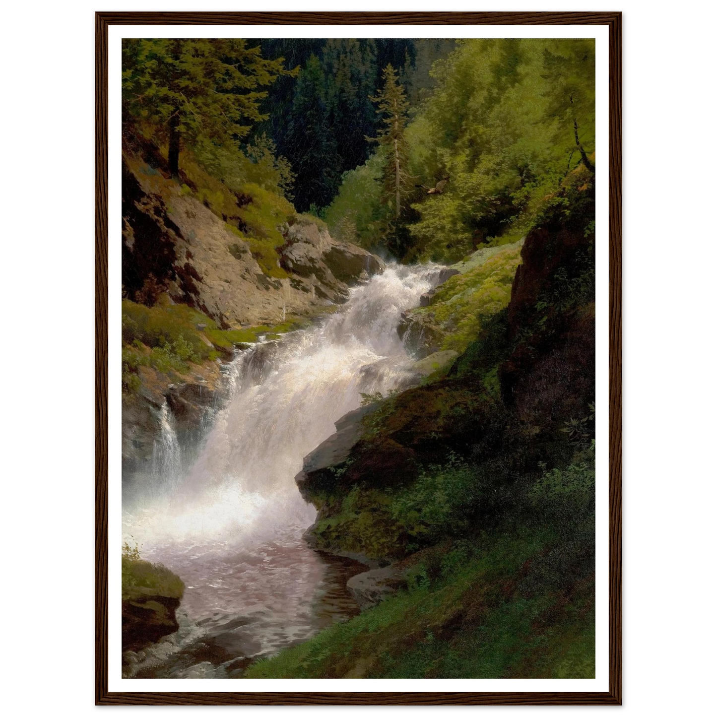 Winona Falls (1877) Art Print | Hermann Ottomar Herzog - Framed Poster - 30x40 cm / 12x16″ - Black frame