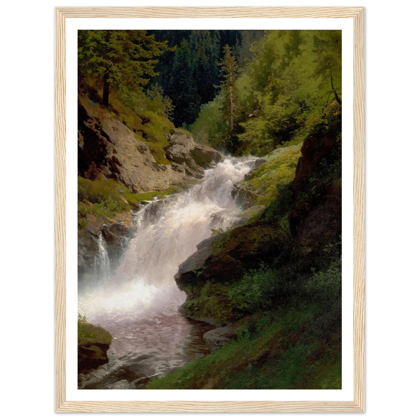 Winona Falls (1877) Art Print | Hermann Ottomar Herzog - Framed Poster - 30x40 cm / 12x16″ - Black frame