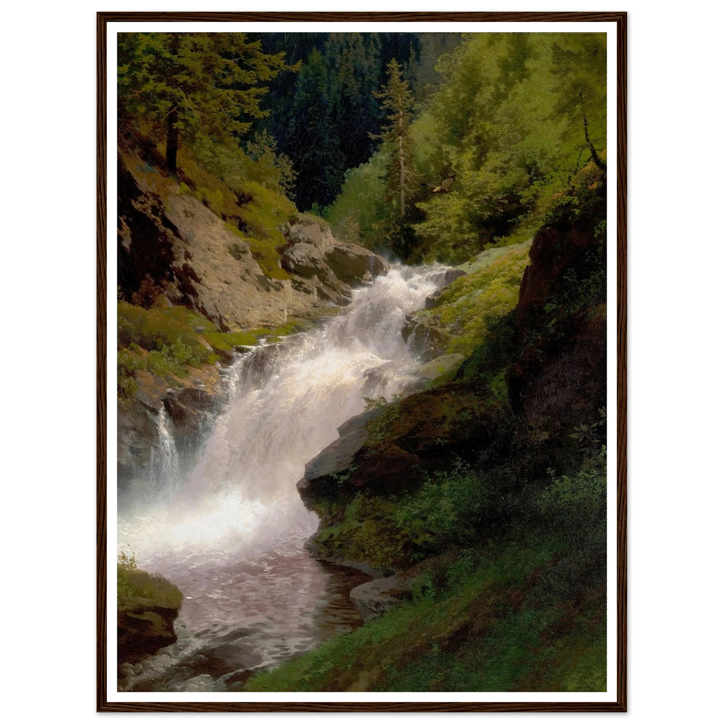 Winona Falls (1877) Art Print | Hermann Ottomar Herzog - Framed Poster - 30x40 cm / 12x16″ - Black frame